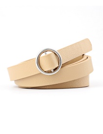 Fashion Beige Double Fabric Small Round Buckle Knotted Thin Belt