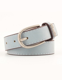 Fashion Sky Blue Alloy Accessories Ring Faux Leather Pin Buckle Flat Belt