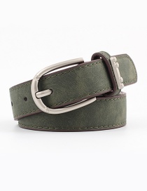 Fashion Army Green Alloy Accessories Ring Faux Leather Pin Buckle Flat Belt