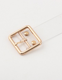 Fashion Small Square Buckle + Gold Pvc Transparent Round Buckle Belt