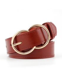Fashion Red-brown Double Ring Pin Buckle Belt