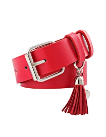 Fashion Red Pu Leather Pin Buckle Wide Belt