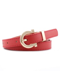 Fashion Red Alloy Buckle Thin Belt