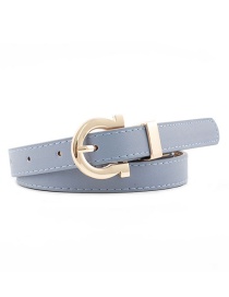 Fashion Denim Blue Alloy Buckle Thin Belt