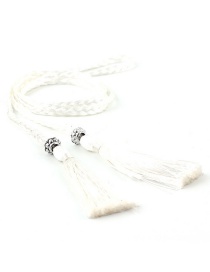 Fashion White Braided Bow Rope Knotted Waist Chain