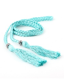 Fashion Lake Blue Braided Bow Rope Knotted Waist Chain