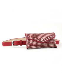 Fashion Red Rivet Inlaid Belt Bag With Thin Belt