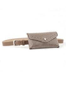 Fashion Khaki Rivet Inlaid Belt Bag With Thin Belt