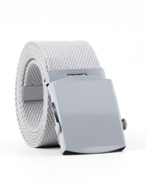 Fashion Light Gray Canvas Woven Smooth Buckle Belt