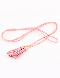 Fashion Pink Woven Twist Tassel Thin Belt