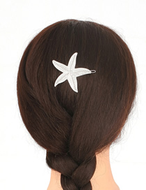 Fashion Silver Alloy Pentagram Star Face Starfish Hairpin