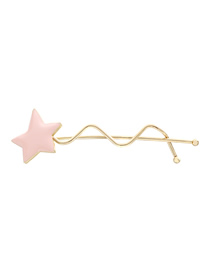 Fashion Pink Pentagram Alloy Drop Oil Twisted Hair Clip
