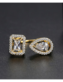 Fashion 18k Open Copper Inlaid Zirconium Ring