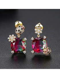 Fashion Red Copper Inlaid Zirconium Seven-star Ladybug Earrings