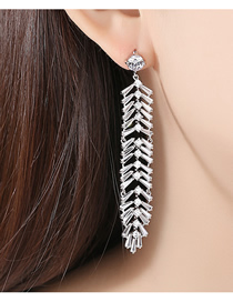 Fashion Platinum Fringed Copper And Zirconium Earrings