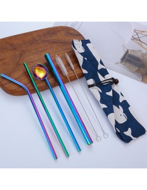 Fashion Dolphin Bag 7 Piece Set 304 Stainless Steel Straw Set (10 Pieces)