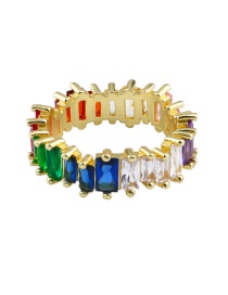 Fashion 6th Color Crystal Rainbow Diamond Ring