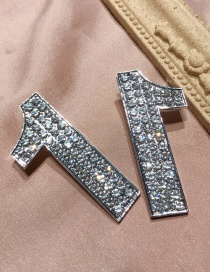 Fashion Silver Number 1 Diamond Earrings