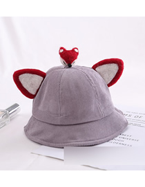 Fashion Fox-gray Cartoon Animal Corduroy Baby Fisherman Hat