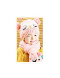 Fashion Pink Owl Cap + Scarf Set