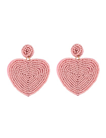 Fashion Pink Mizhu Love Woven Earrings