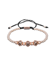 Fashion Rose Gold Adjustable Copper Micro-set Woven Beaded Bracelet