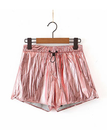 Fashion Rose Powder Solid Color Lace Straight Shorts