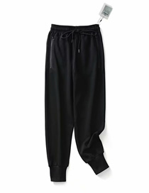 Fashion Black Solid Color Harem Pants Nine Pants