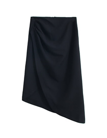 Fashion Black Pleated Side Slit Irregular Skirt