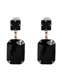 Fashion Black Geometric Diamond Stud Earrings