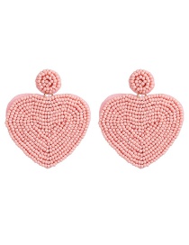 Fashion Light Pink Heart-shaped Rice Beads Double-sided Earrings