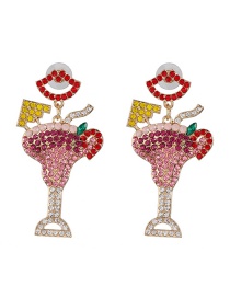 Fashion Color Micro-studded Fruit Wine Glass Earrings