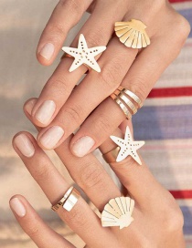 Fashion Gold Starfish Shell Open Ring