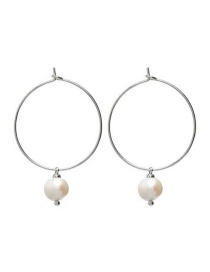 Fashion Silver Big Circle Pearl Earrings