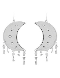 Fashion Silver Moon Tassel Earrings