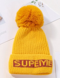 Fashion Yellow Letter Knit Velvet Thick Wool Hat