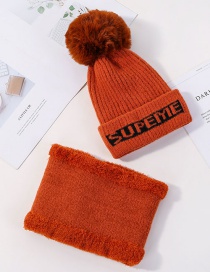 Fashion Orange Letter Knit Wool Hat Bib Two-piece