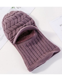 Fashion Purple Hat Scarf One Wool Cap