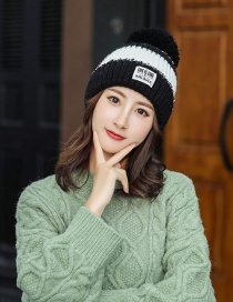 Fashion Black Color Matching Knitted Wool Cap