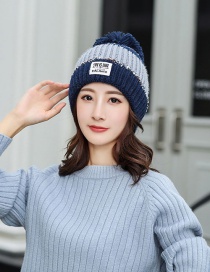 Fashion Navy Color Matching Knitted Wool Cap