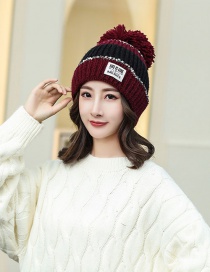 Fashion Red Wine Color Matching Knitted Wool Cap