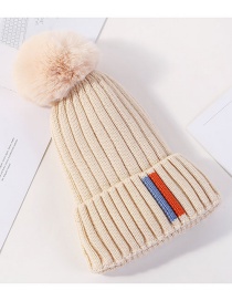 Fashion Beige Contrast Striped Knit Wool Hat