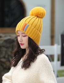 Fashion Yellow Contrast Striped Knit Wool Hat