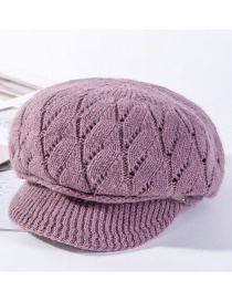 Fashion Light Purple Rabbit Wool Pattern Two Bar Rivets Plus Fleece Cap