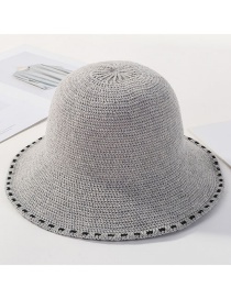 Fashion Light Grey Knit Lace Fisherman Hat