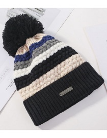 Fashion Black Color Matching Knitted Wool Ball Cap