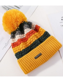 Fashion Yellow Color Matching Knitted Wool Ball Cap