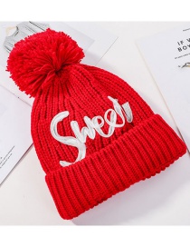 Fashion Red Letter Knit Plus Fleece Cap