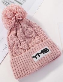 Fashion Pink Plush Embroidered Ym Wool Cap