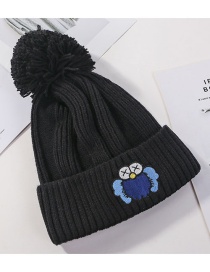 Fashion Black Patch Cartoon Knit Wool Hat